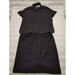 Liz Claiborne Petite Collection 2 Piece Outfit Blouse And Wool Skirt Size 12